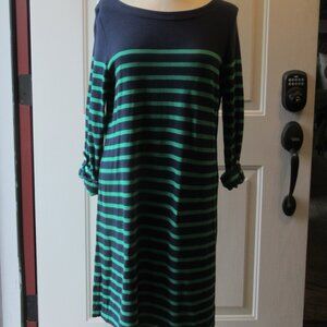 Long-sleeved knit green and blue striped pull-over GAP dress Size M